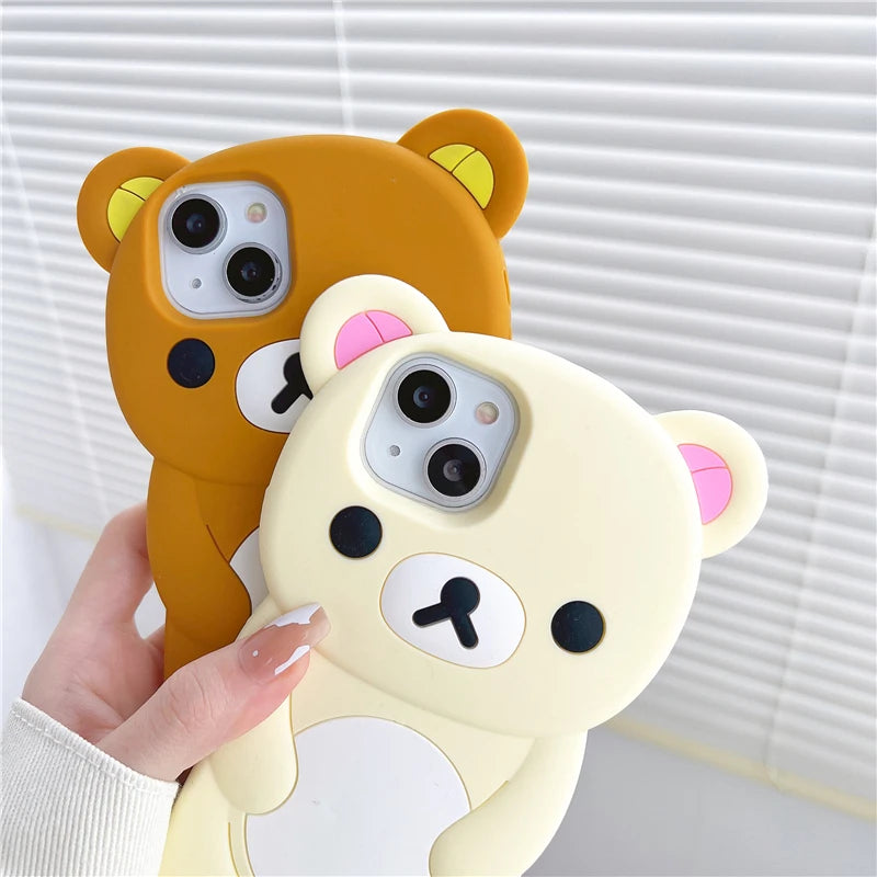 Rilakkuma Bear Silicone Soft Cover Case For iPhone 16