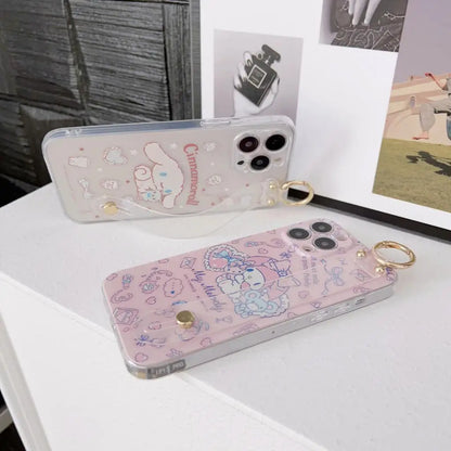 My Melody For Samsung Galaxy S8 S9 S10 S20 S21 S22 S23 Plus Ultra S21FE Note 9 10 20 Case Wrist Strap Holder