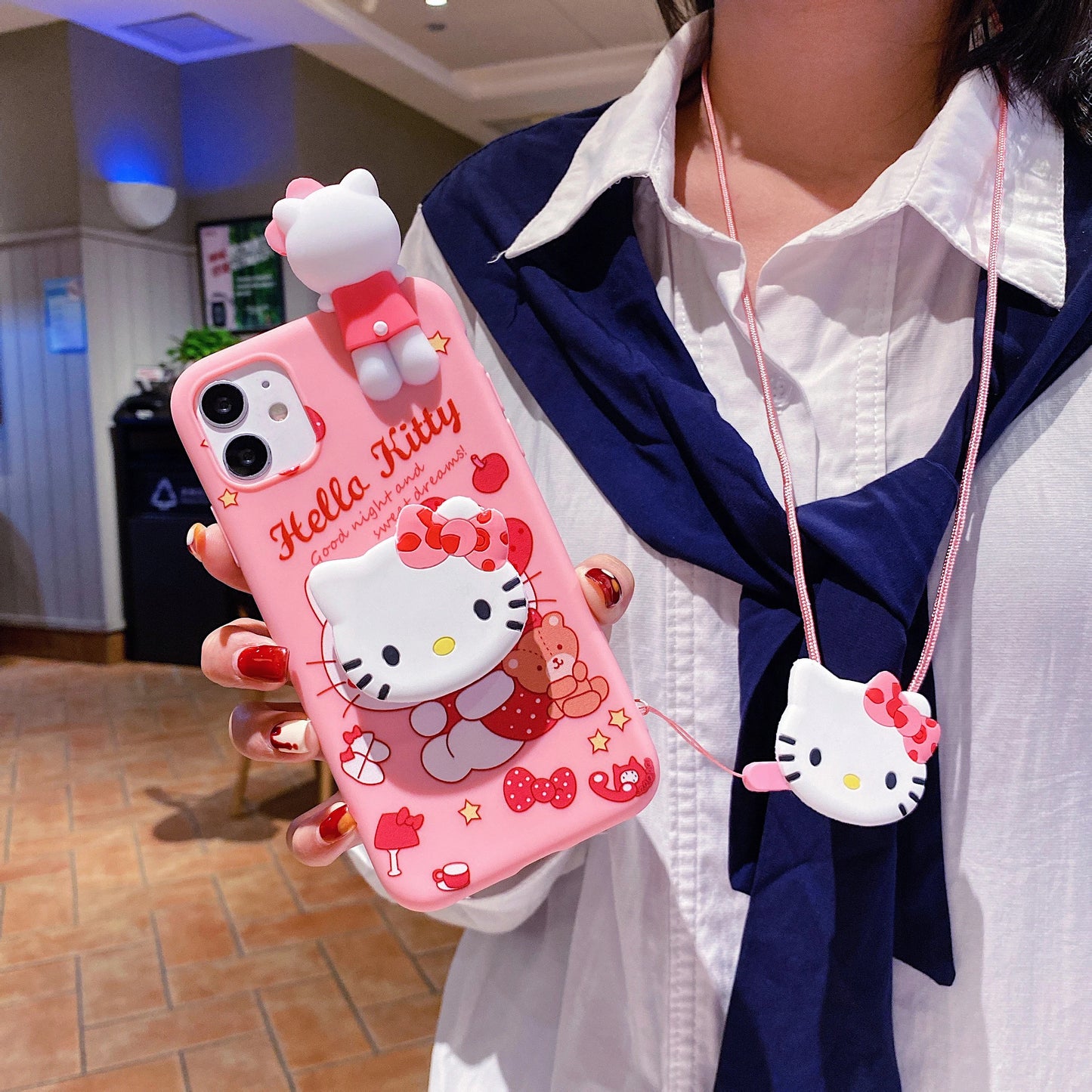 For Xiaomi Redmi 10 10A 12 13 10C 12C 13C Note 8 9 9s 10 11 12 13 Pro Hello Kitty Melody Case With Holder Rope