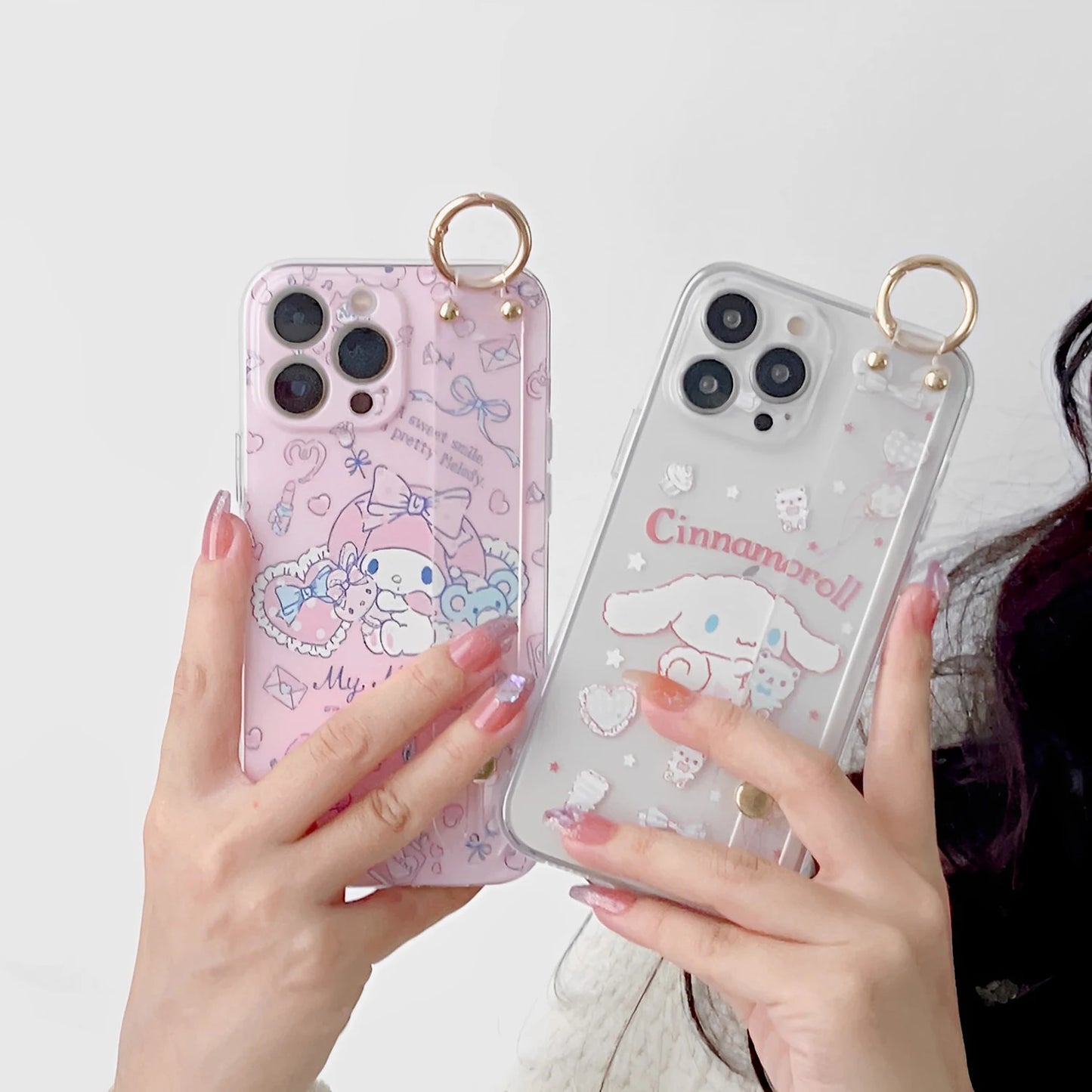 My Melody For Samsung Galaxy S8 S9 S10 S20 S21 S22 S23 Plus Ultra S21FE Note 9 10 20 Case Wrist Strap Holder