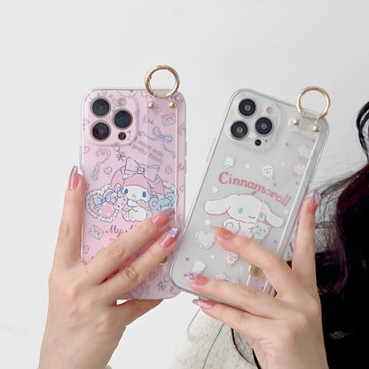 My Melody For Samsung Galaxy S8 S9 S10 S20 S21 S22 S23 Plus Ultra S21FE Note 9 10 20 Case Wrist Strap Holder