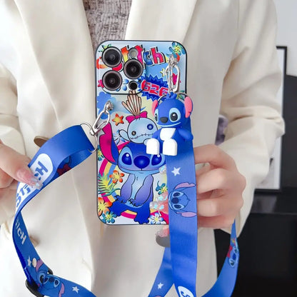 Curious Stitch For Samsung Galaxy A12 A11 A71 A51 A52 A22 A02s A32 A72 A13 A53 A03s A04s A20s A33 A73 A23 Case With Holder Rope
