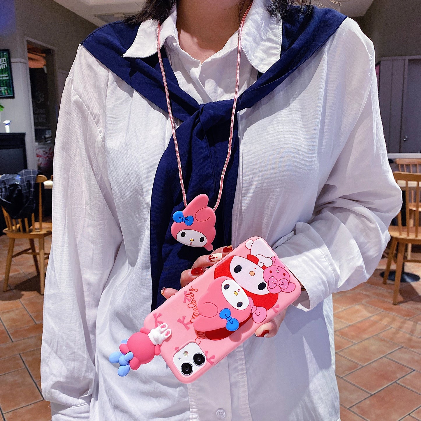 For Xiaomi Redmi 10 10A 12 13 10C 12C 13C Note 8 9 9s 10 11 12 13 Pro Hello Kitty Melody Case With Holder Rope