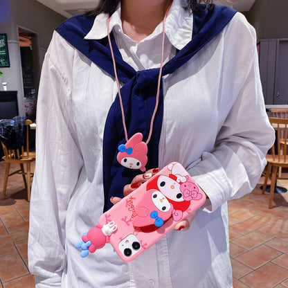 For Xiaomi Redmi 10 10A 12 13 10C 12C 13C Note 8 9 9s 10 11 12 13 Pro Hello Kitty Melody Case With Holder Rope