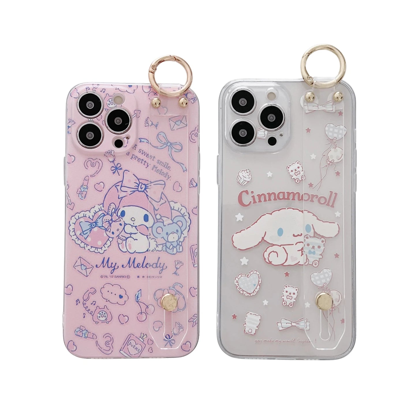 My Melody For Samsung Galaxy S8 S9 S10 S20 S21 S22 S23 Plus Ultra S21FE Note 9 10 20 Case Wrist Strap Holder
