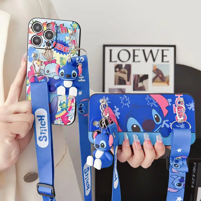 Curious Stitch For Samsung Galaxy A12 A11 A71 A51 A52 A22 A02s A32 A72 A13 A53 A03s A04s A20s A33 A73 A23 Case With Holder Rope