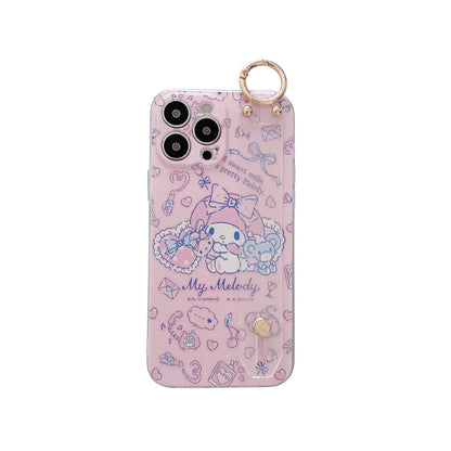 My Melody For Samsung Galaxy S8 S9 S10 S20 S21 S22 S23 Plus Ultra S21FE Note 9 10 20 Case Wrist Strap Holder
