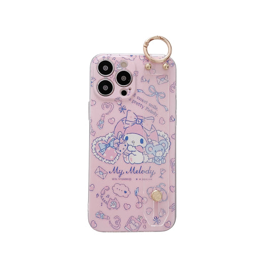 My Melody For Samsung Galaxy S8 S9 S10 S20 S21 S22 S23 Plus Ultra S21FE Note 9 10 20 Case Wrist Strap Holder