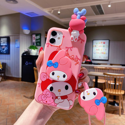 For Xiaomi Redmi 10 10A 12 13 10C 12C 13C Note 8 9 9s 10 11 12 13 Pro Hello Kitty Melody Case With Holder Rope