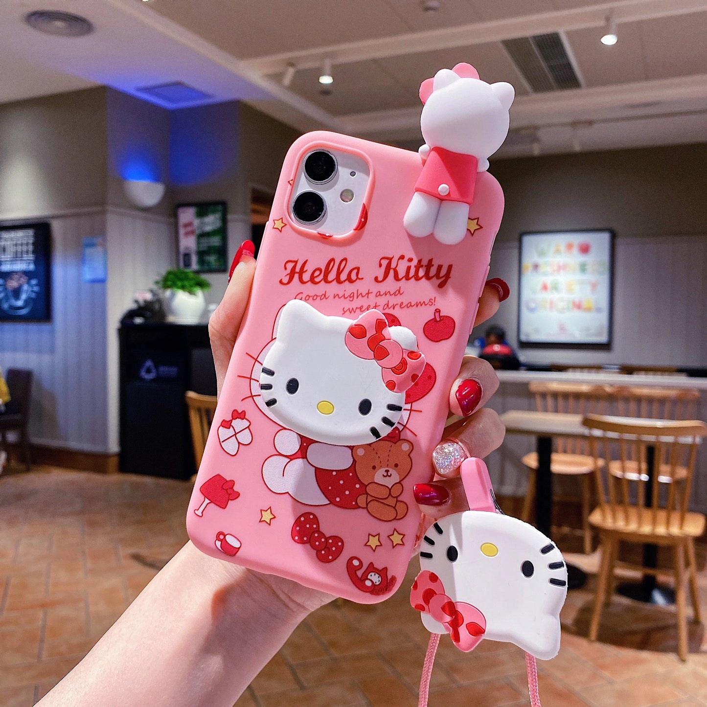 For Xiaomi Redmi 10 10A 12 13 10C 12C 13C Note 8 9 9s 10 11 12 13 Pro Hello Kitty Melody Case With Holder Rope