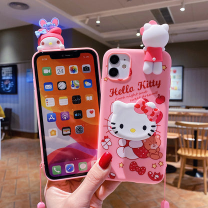 For Xiaomi Redmi 10 10A 12 13 10C 12C 13C Note 8 9 9s 10 11 12 13 Pro Hello Kitty Melody Case With Holder Rope